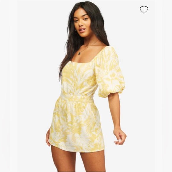 Billabong Hello Sun Mini Dress Yellow Floral Sz XS - Picture 1 of 4